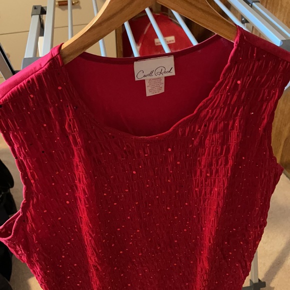 Red sequins XL sleeveless blouse - Picture 4 of 4